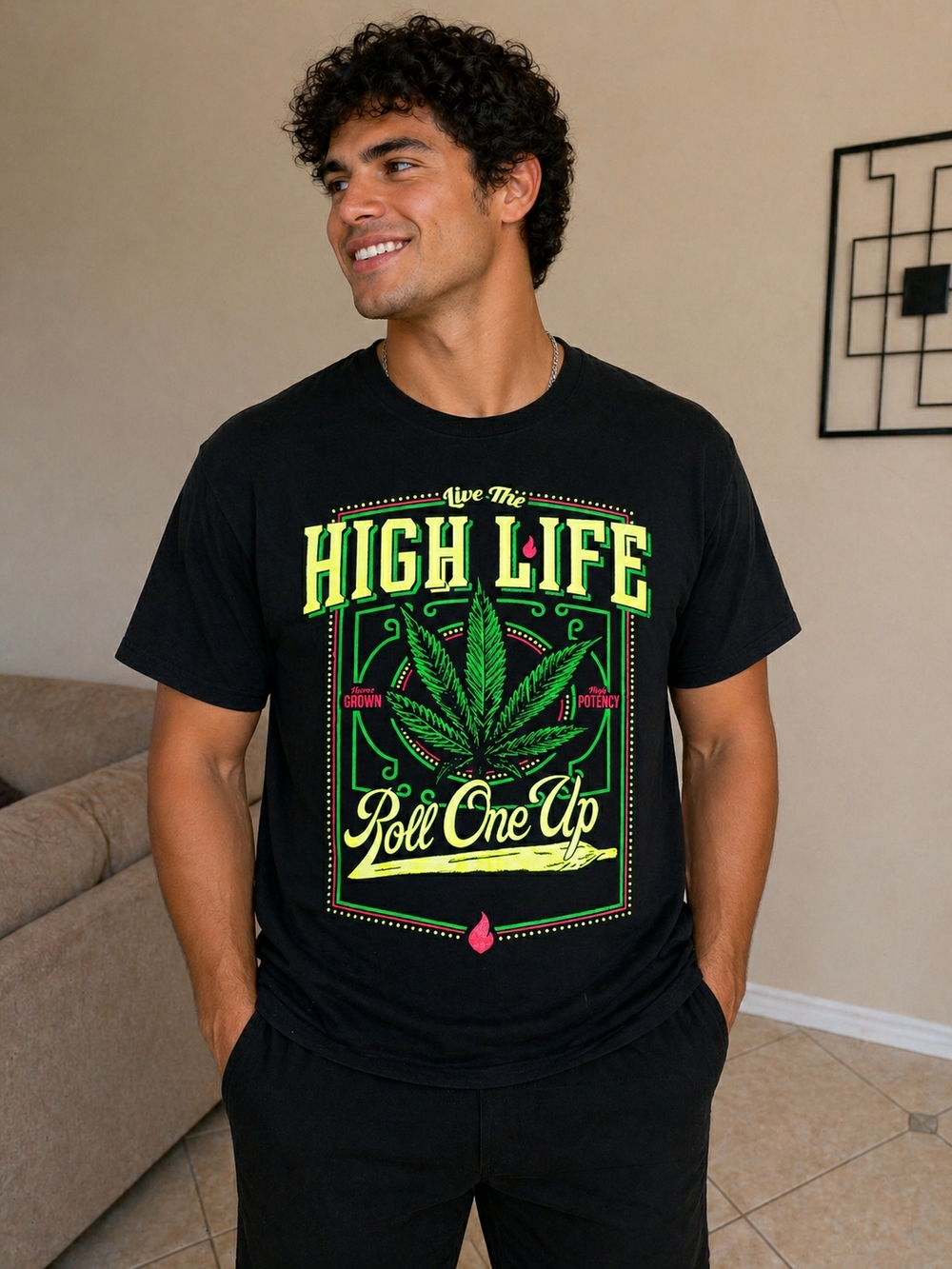 High Life Roll One Up Graphic Tee - Black
